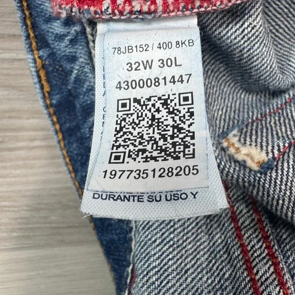 Tommy Hilfiger Mens Blue Distressed Relaxed Fit Straight Leg Jeans  32x30 Y2K - Picture 16 of 16